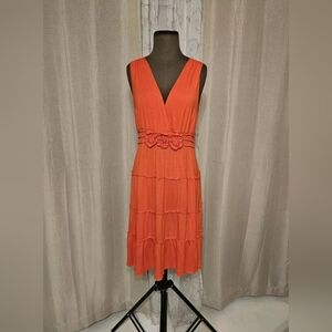Chelsea And Theodore Burnt Orange Fairycore Stretch Ruched Waist Dress Large